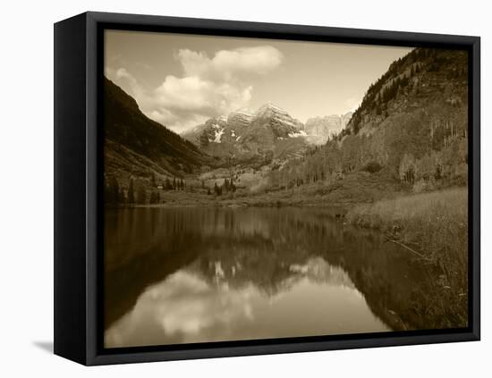 Maroon Bells Reflected in Maroon Lake, White River National Forest, Colorado, USA-Adam Jones-Framed Premier Image Canvas