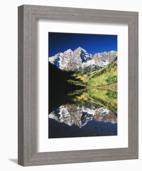 Maroon Bells Reflected in Maroon Lake, White River National Forest, Colorado, USA-Adam Jones-Framed Photographic Print