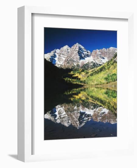 Maroon Bells Reflected in Maroon Lake, White River National Forest, Colorado, USA-Adam Jones-Framed Photographic Print