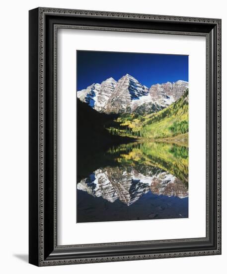 Maroon Bells Reflected in Maroon Lake, White River National Forest, Colorado, USA-Adam Jones-Framed Photographic Print