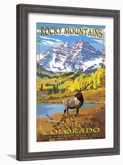 Maroon Bells - Rocky Mountain National Park-Lantern Press-Framed Art Print