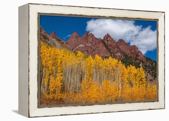 Maroon Bells-Snowmass Wilderness of Colorado, red rock cliffs.-Mallorie Ostrowitz-Framed Premier Image Canvas