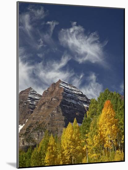 Maroon Bells with Fall Color, White River National Forest, Colorado-James Hager-Mounted Photographic Print