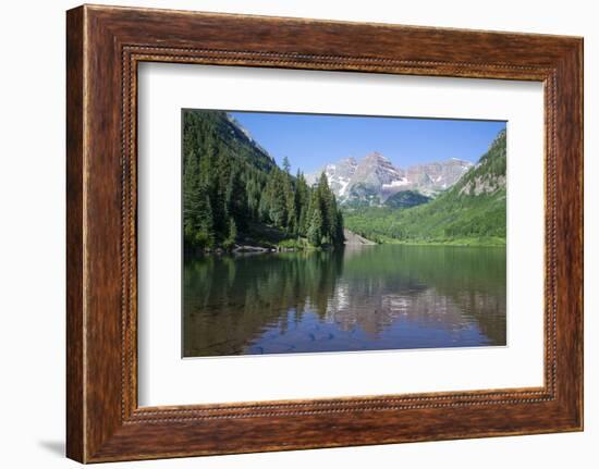 Maroon Lake and Maroon Bells Peaks in the background, Maroon Bells Scenic Area, Colorado, United St-Richard Maschmeyer-Framed Photographic Print