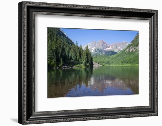 Maroon Lake and Maroon Bells Peaks in the background, Maroon Bells Scenic Area, Colorado, United St-Richard Maschmeyer-Framed Photographic Print