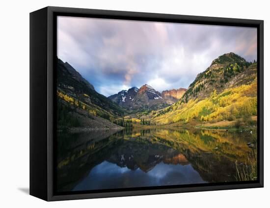 Maroon Lake, View of Autumn Aspens, White River National Forest, Colorado, USA-Stuart Westmorland-Framed Premier Image Canvas