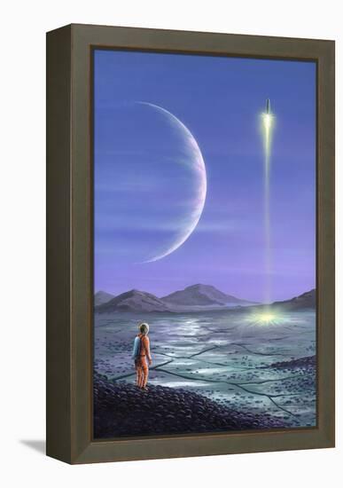 Marooned Astronaut, Space Art-Richard Bizley-Framed Premier Image Canvas