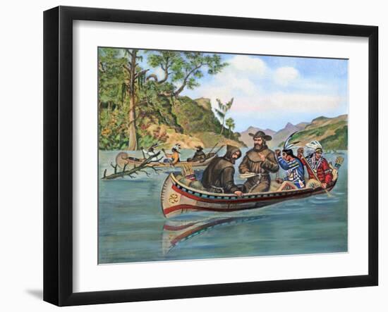 Marquette and Jolliet on Mississippi River-null-Framed Giclee Print