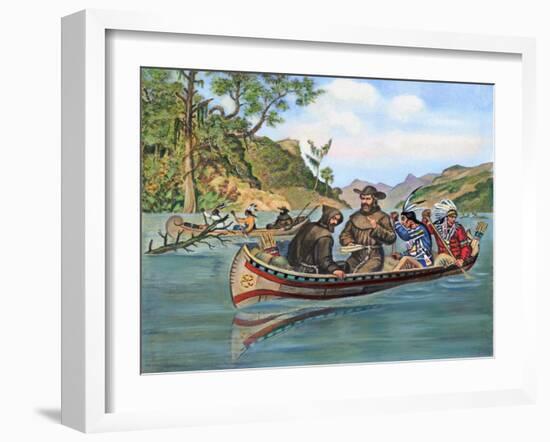 Marquette and Jolliet on Mississippi River-null-Framed Giclee Print