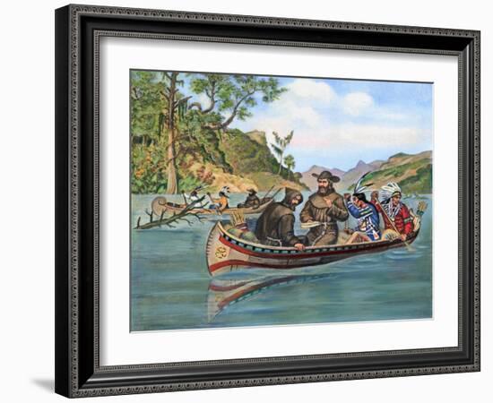 Marquette and Jolliet on Mississippi River-null-Framed Giclee Print