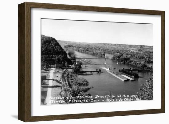 Marquette, Iowa - Mississippi River Suspension Bridge near Prairie du Chien-Lantern Press-Framed Art Print