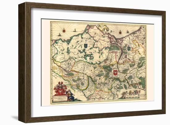 Marquisate Of Brandenburg, With The Duchies Of Pomerania And Mecklenburg-Willem Janszoon Blaeu-Framed Art Print