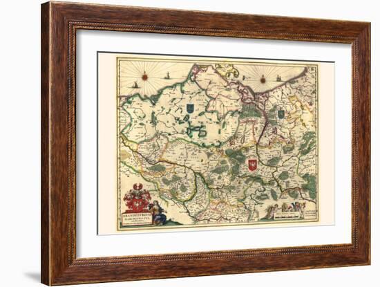 Marquisate Of Brandenburg, With The Duchies Of Pomerania And Mecklenburg-Willem Janszoon Blaeu-Framed Art Print