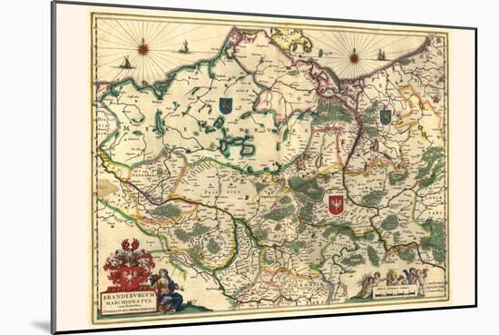 Marquisate Of Brandenburg, With The Duchies Of Pomerania And Mecklenburg-Willem Janszoon Blaeu-Mounted Art Print