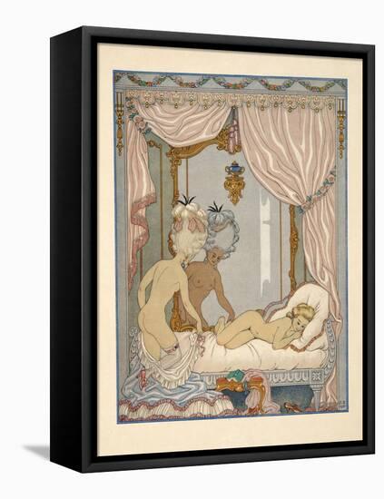 Marquise De Merteuil's Visit to Cécile De Volanges's Bedchamber, Illustration from 'Les Liaisons Da-Georges Barbier-Framed Premier Image Canvas