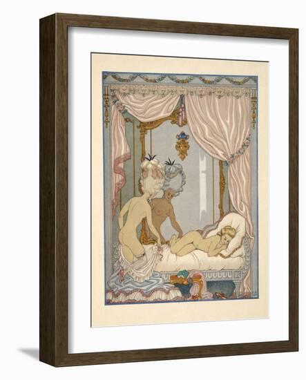 Marquise De Merteuil's Visit to Cécile De Volanges's Bedchamber, Illustration from 'Les Liaisons Da-Georges Barbier-Framed Giclee Print