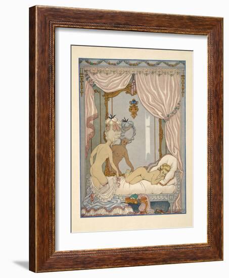 Marquise De Merteuil's Visit to Cécile De Volanges's Bedchamber, Illustration from 'Les Liaisons Da-Georges Barbier-Framed Giclee Print