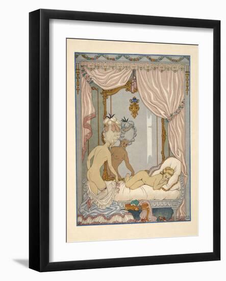 Marquise De Merteuil's Visit to Cécile De Volanges's Bedchamber, Illustration from 'Les Liaisons Da-Georges Barbier-Framed Giclee Print