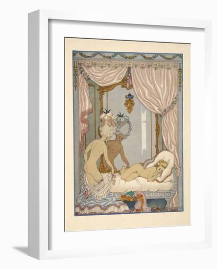 Marquise De Merteuil's Visit to Cécile De Volanges's Bedchamber, Illustration from 'Les Liaisons Da-Georges Barbier-Framed Giclee Print