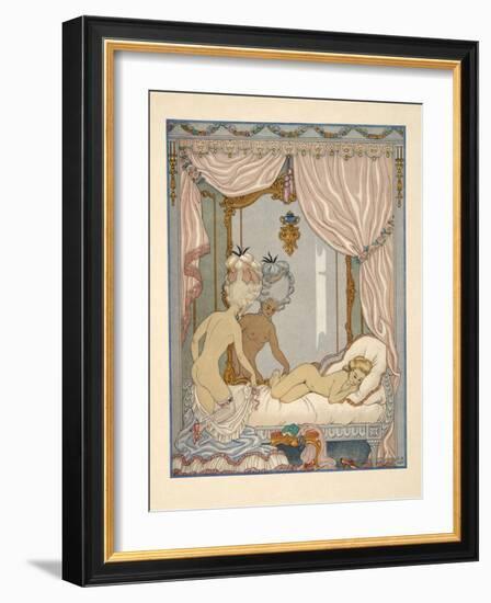 Marquise De Merteuil's Visit to Cécile De Volanges's Bedchamber, Illustration from 'Les Liaisons Da-Georges Barbier-Framed Giclee Print