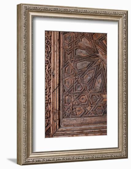 Marrakech, Morocco. The Saadian tombs, famous royal necropolis from the 16th century. Carved door-Julien McRoberts-Framed Photographic Print
