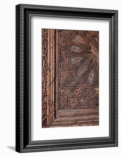 Marrakech, Morocco. The Saadian tombs, famous royal necropolis from the 16th century. Carved door-Julien McRoberts-Framed Photographic Print