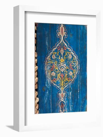 Marrakech, Morocco. The Saadian tombs, royal necropolis from the 16th century. Old painted door-Julien McRoberts-Framed Photographic Print