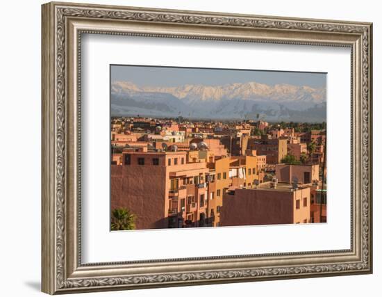 Marrakech Panorama, with Atlas Mountains in the Backgroud, Marrakesh, Morocco, North Africa, Africa-Guy Thouvenin-Framed Photographic Print