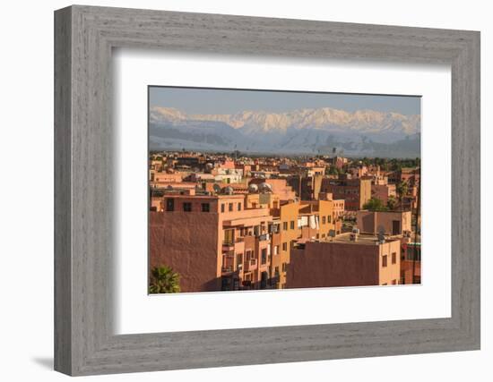 Marrakech Panorama, with Atlas Mountains in the Backgroud, Marrakesh, Morocco, North Africa, Africa-Guy Thouvenin-Framed Photographic Print