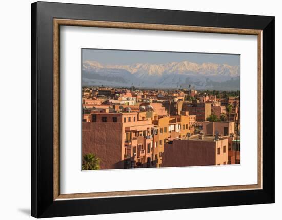 Marrakech Panorama, with Atlas Mountains in the Backgroud, Marrakesh, Morocco, North Africa, Africa-Guy Thouvenin-Framed Photographic Print