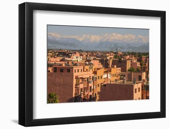 Marrakech Panorama, with Atlas Mountains in the Backgroud, Marrakesh, Morocco, North Africa, Africa-Guy Thouvenin-Framed Photographic Print