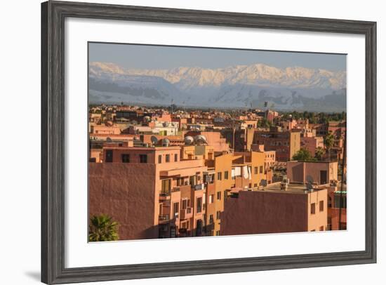 Marrakech Panorama, with Atlas Mountains in the Backgroud, Marrakesh, Morocco, North Africa, Africa-Guy Thouvenin-Framed Photographic Print