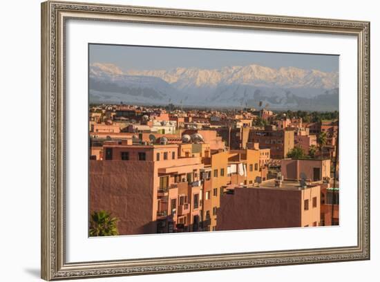 Marrakech Panorama, with Atlas Mountains in the Backgroud, Marrakesh, Morocco, North Africa, Africa-Guy Thouvenin-Framed Photographic Print