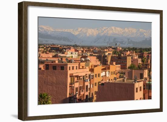 Marrakech Panorama, with Atlas Mountains in the Backgroud, Marrakesh, Morocco, North Africa, Africa-Guy Thouvenin-Framed Photographic Print