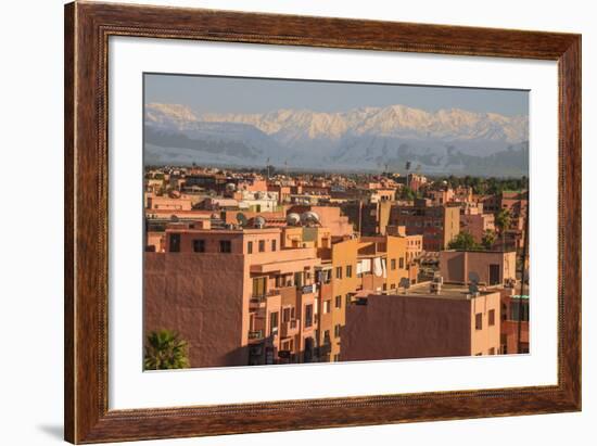 Marrakech Panorama, with Atlas Mountains in the Backgroud, Marrakesh, Morocco, North Africa, Africa-Guy Thouvenin-Framed Photographic Print