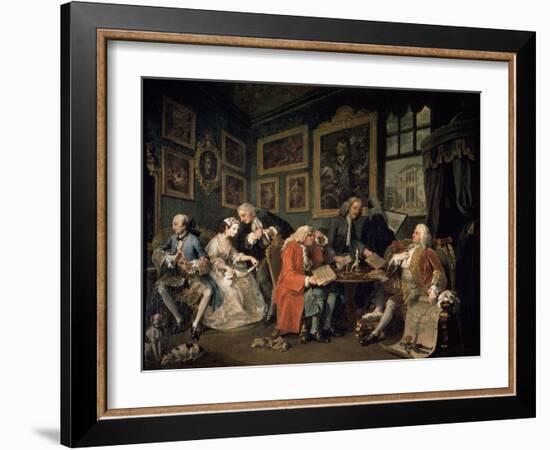 Marriage a La Mode: 1, the Marriage Contract, 1743-William Hogarth-Framed Giclee Print