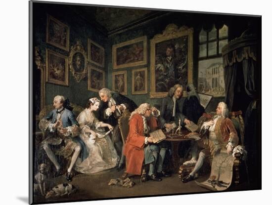 Marriage a La Mode: 1, the Marriage Contract, 1743-William Hogarth-Mounted Giclee Print
