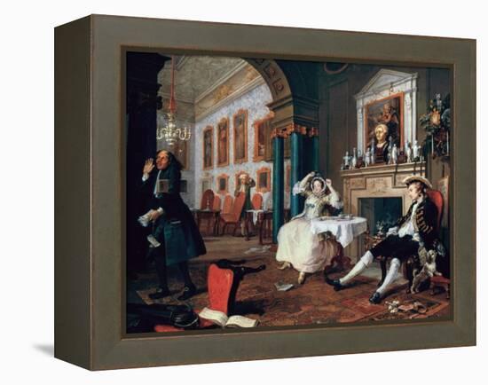 Marriage A-La-Mode: 2, the Tete a Tete, 1743-William Hogarth-Framed Premier Image Canvas