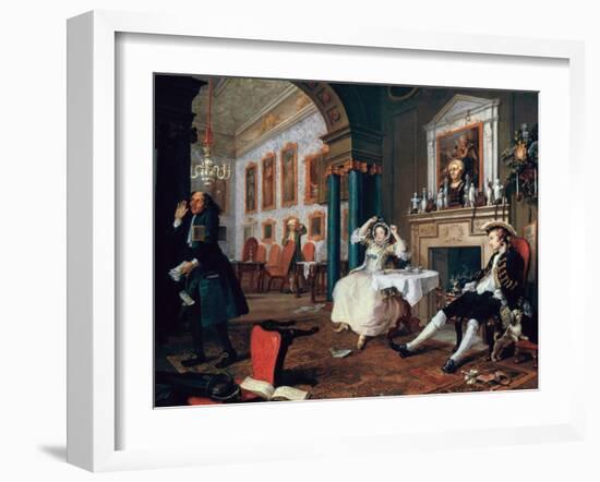 Marriage A-La-Mode: 2, the Tete a Tete, 1743-William Hogarth-Framed Giclee Print