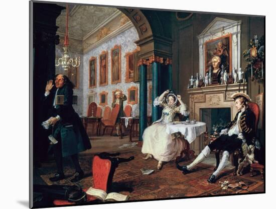 Marriage A-La-Mode: 2, the Tete a Tete, 1743-William Hogarth-Mounted Giclee Print