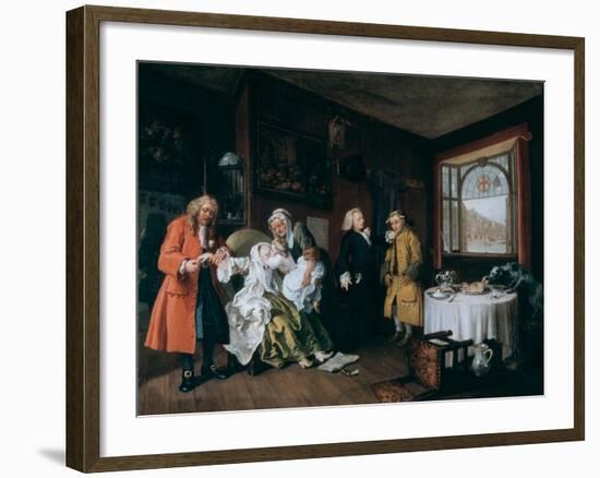 Marriage A-La-Mode: 6, the Lady's Death, C1743-William Hogarth-Framed Giclee Print