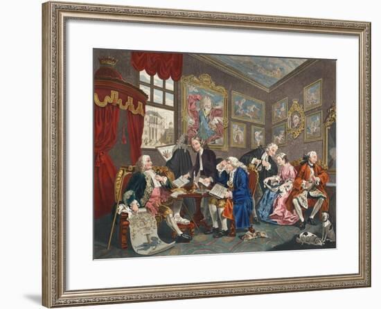 Marriage a La Mode, Plate I, the Marriage Settlement, Illustration from 'Hogarth Restored: the…-William Hogarth-Framed Giclee Print