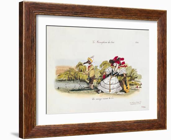 Marriage by the Book, Caricature from "Les Metamorphoses Du Jour" Series-Grandville-Framed Giclee Print