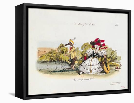 Marriage by the Book, Caricature from "Les Metamorphoses Du Jour" Series-Grandville-Framed Premier Image Canvas