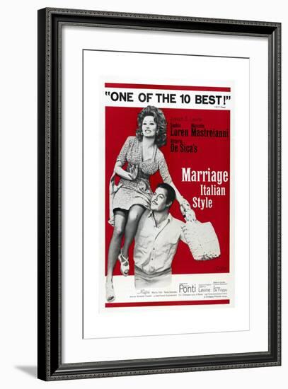 MARRIAGE ITALIAN STYLE, US poster, Sophia Loren, Marcello Mastroianni, 1964-null-Framed Art Print