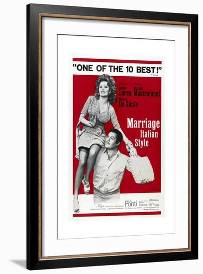 MARRIAGE ITALIAN STYLE, US poster, Sophia Loren, Marcello Mastroianni, 1964-null-Framed Art Print