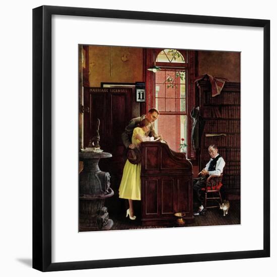 "Marriage License", June 11,1955-Norman Rockwell-Framed Premium Giclee Print