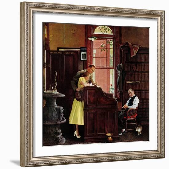 "Marriage License", June 11,1955-Norman Rockwell-Framed Giclee Print