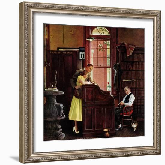 "Marriage License", June 11,1955-Norman Rockwell-Framed Giclee Print