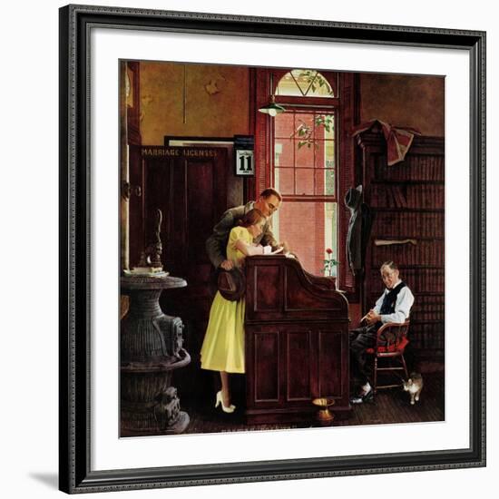 "Marriage License", June 11,1955-Norman Rockwell-Framed Giclee Print